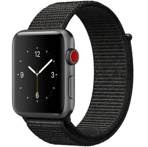 Curea iUni compatibila cu Apple Watch 1/2/3/4/5/6/7, 44mm, Nylon Sport, Woven Strap, Dark Black